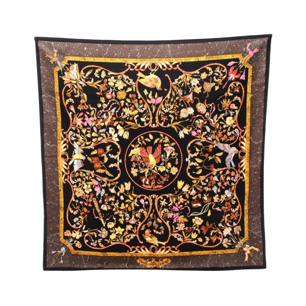 HERMES Black Silk Scarf